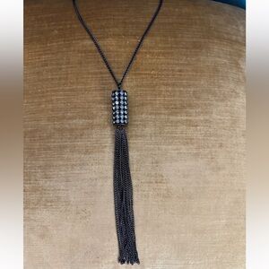 Art Deco Vintage-Style Diamante Barrel Tassel Necklace